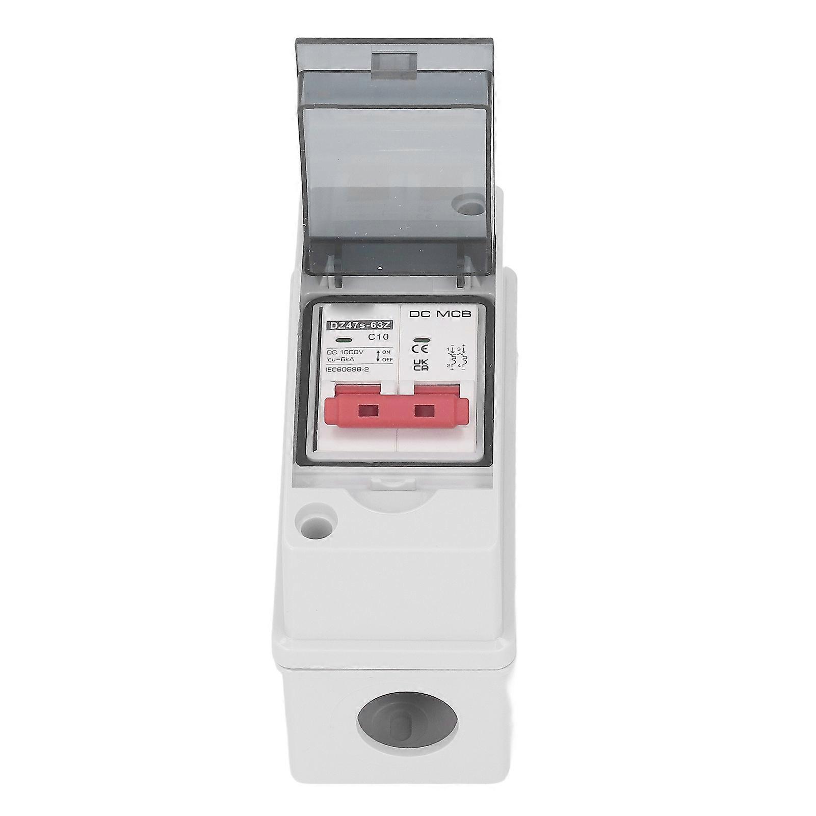 2P DC Circuit Breaker, IP65 Waterproof Miniature Switch for Solar Photovoltaic System 1000V 10A
