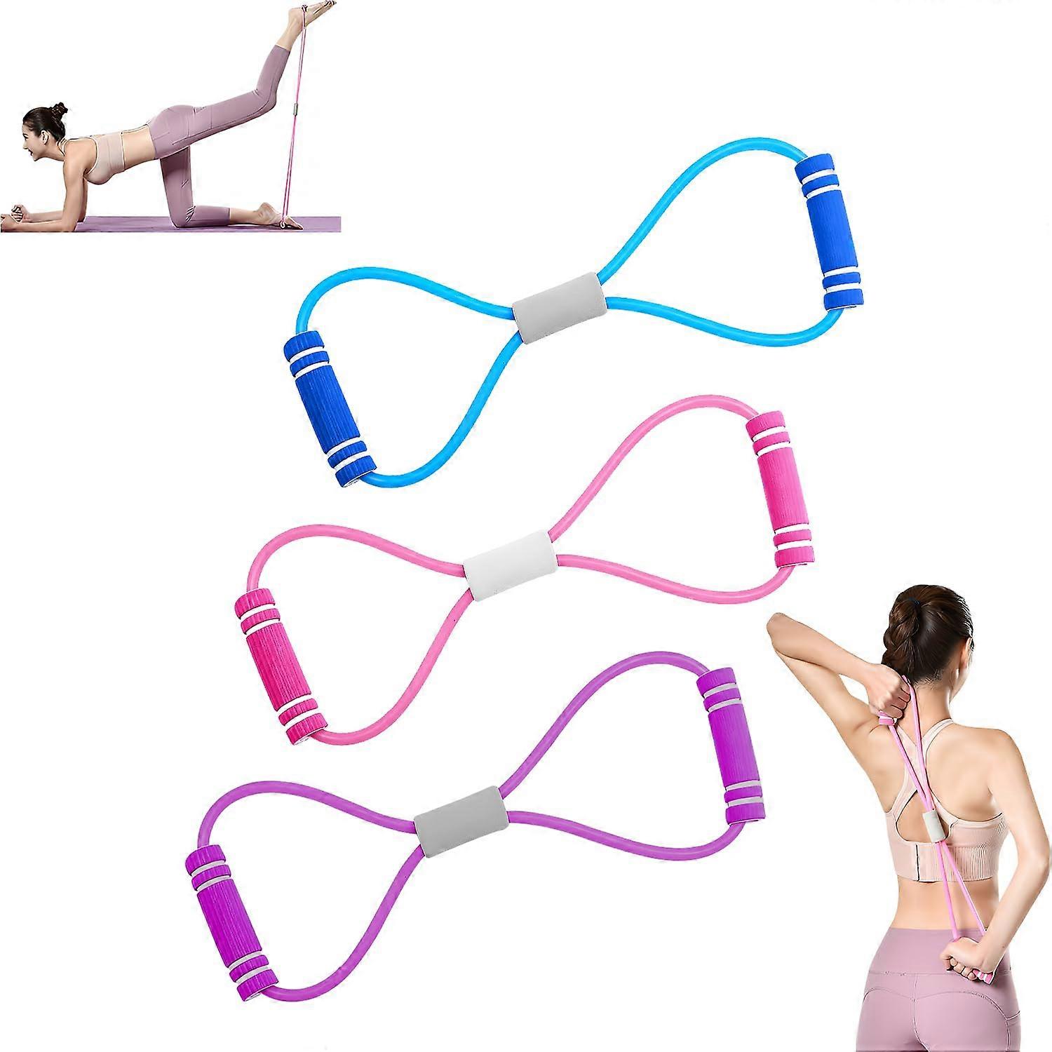 3PC Saludea Resistance Band,Figure 8 Exercise Bands for Women Men,8 Shaped for Arms, Chest