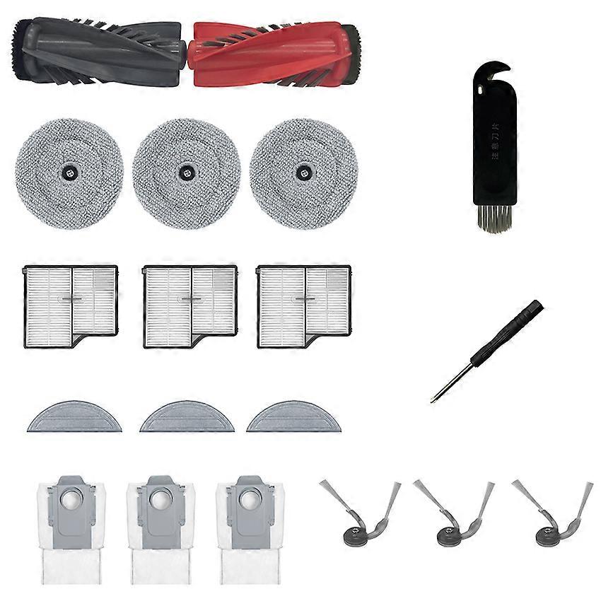 Sweeping Robot Accessories Main Side Brush Cartridge Mopping Cloth Dust Bag Cleaning Fluid for ROBOROCK G30 (Set B)
