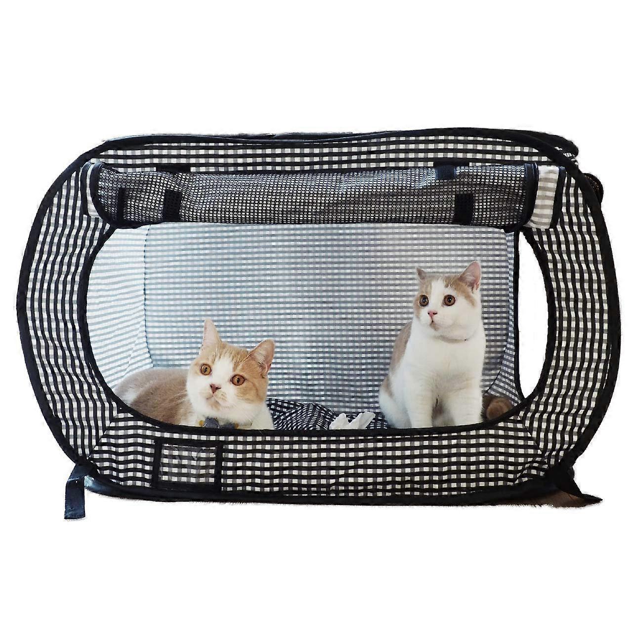 Necoichi Stress-Free Cat Travel Carrier 31.8 in L x 20 in W x 20 in H, Gray/White Stripes, Pop-Up Kennel