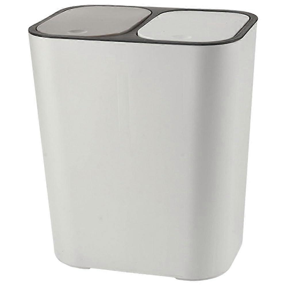 Dual Trash Can Dry and Wet Separation Plastic Garbage Can with Lid Kitchen 15L
