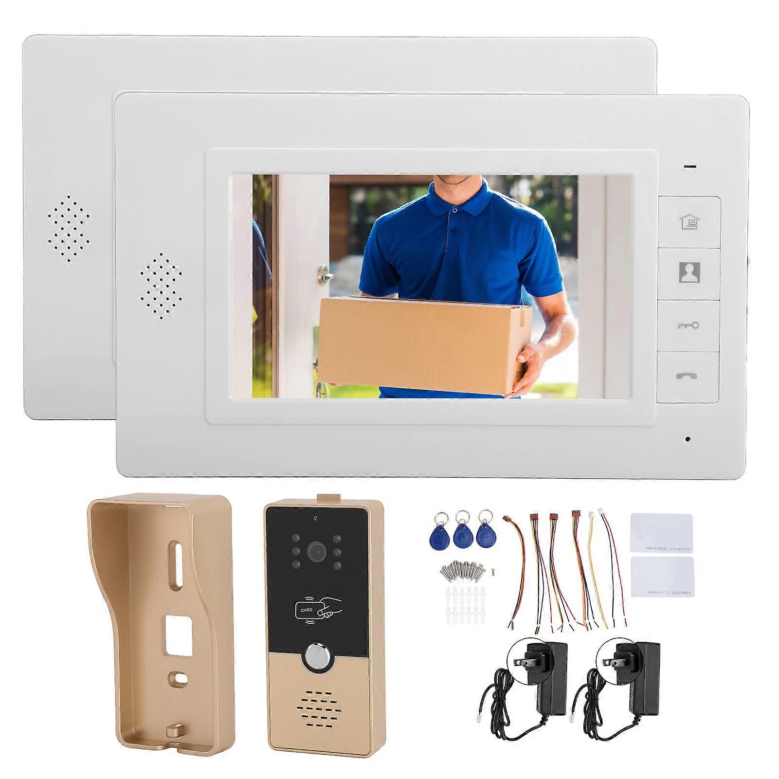 Intercom System 7inch Color Screen IR Camera Wired Video Doorbell Door Phone Kit for Home Apartment