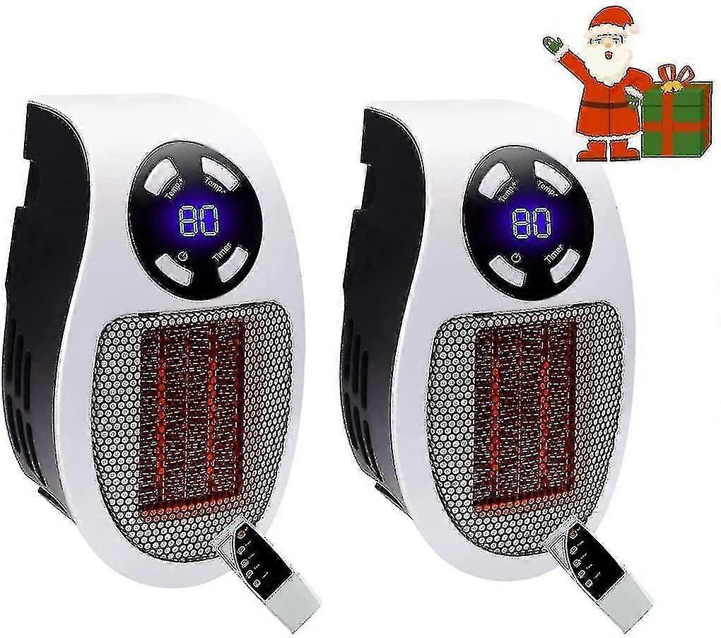 2 Pcs Plug-in Air Heater 500W Quick Adjustable Wall-Mounted Indoor Fan Heater Ceramic Space Heaters