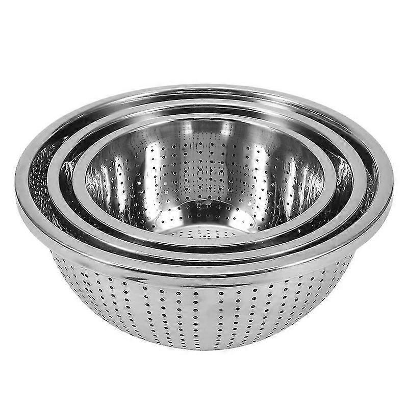 Stainless Steel Rice Sieve Set 3Pcs for Washing Filtering Straining and Draining in Kitchen