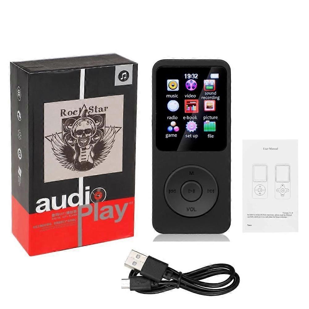 Mini MP3 MP4 Players FM Radio Bluetooth-Compatible 5.4 Stereo Music Player Portable Speaker Support FM TF Card E-Book Voice Recorder Built-in Mic