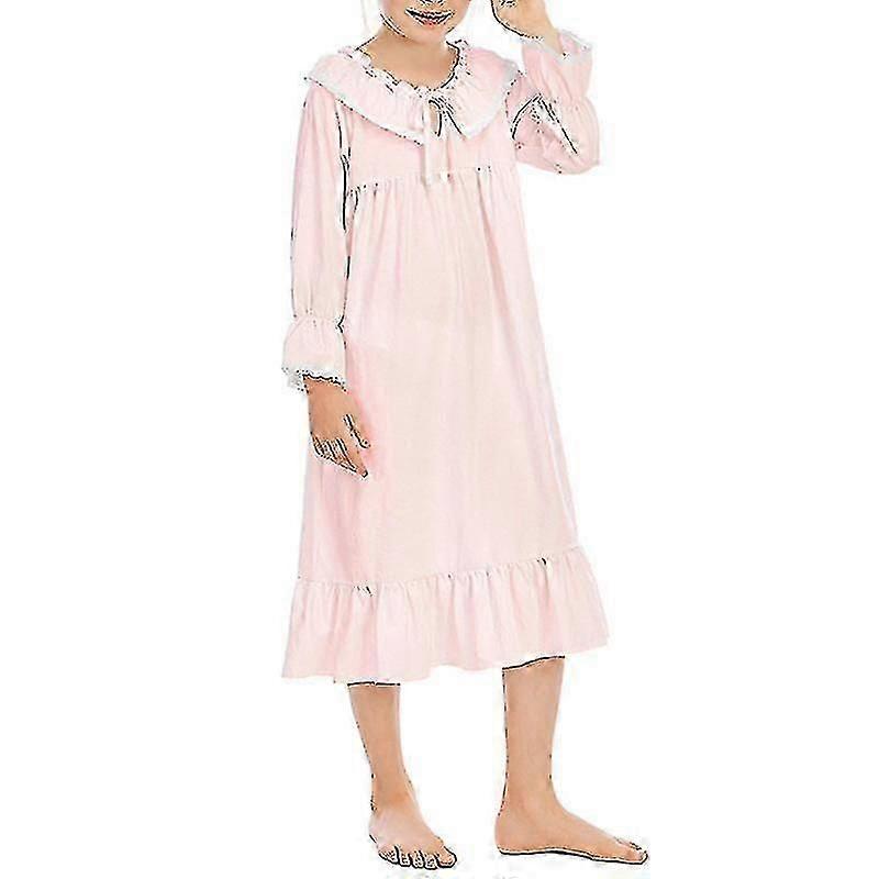 Kızlar Gecelik Sevimli Dantel Pijama Elbise Uzun Kollu Prenses Gecelik Uyku Gömlekleri