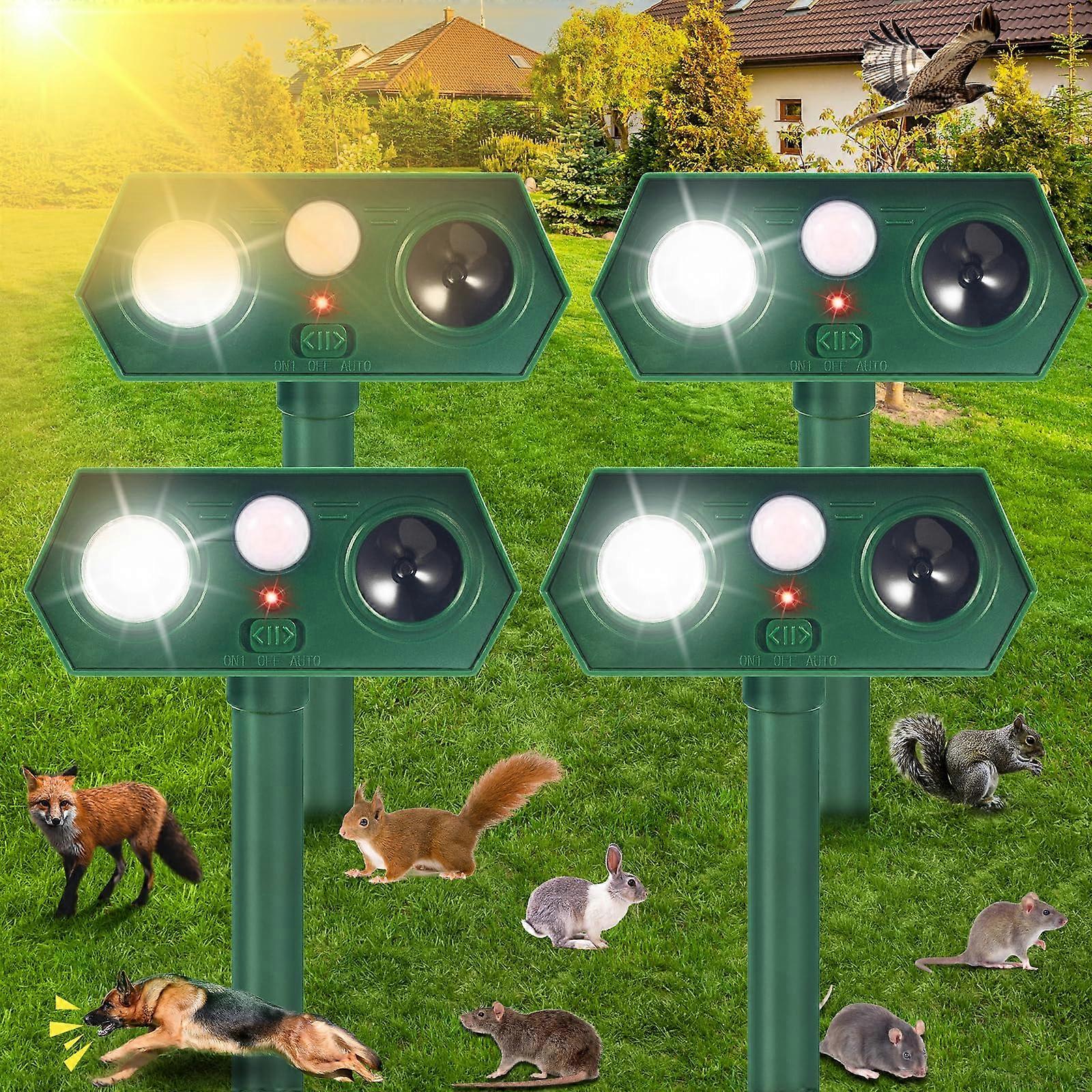 Skunk Repellent 4-Pack Outdoor Ultrasonic Animal Deterrent Devices For Yard, Cat And Deer Deterrence