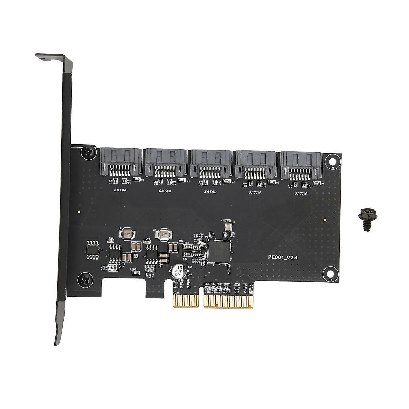 PCIE to 5 SATA 6Gbps Transfer Rate Plug and Play 5 Port SATA3.0 Expansion Cards Windows for Desktop PC