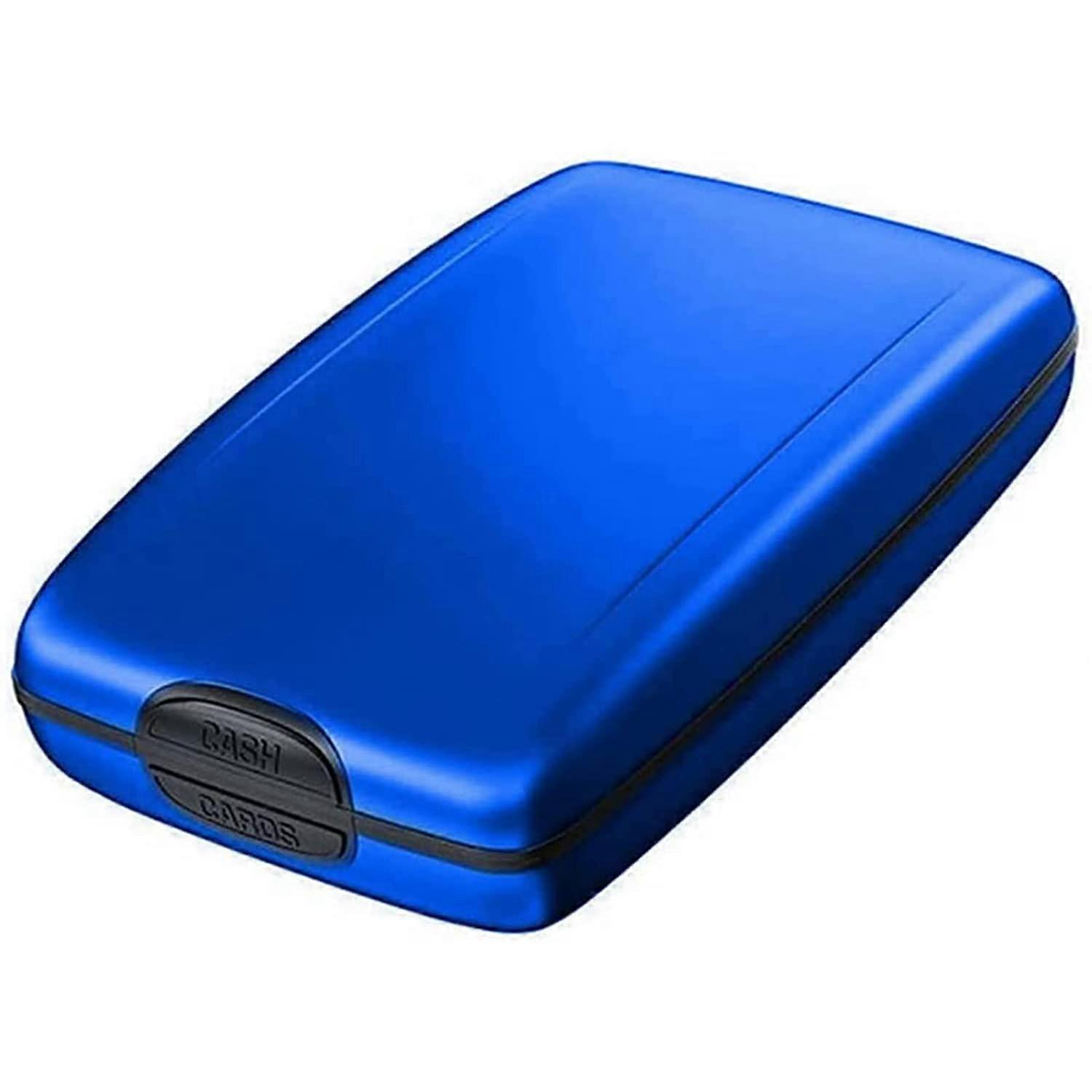 RFID AntiTheft Aluminum Wallet Clip, RFID Blocking Slim Metal Case for and Travel Work for Men Women Secure and Crush Resistant (Blue)