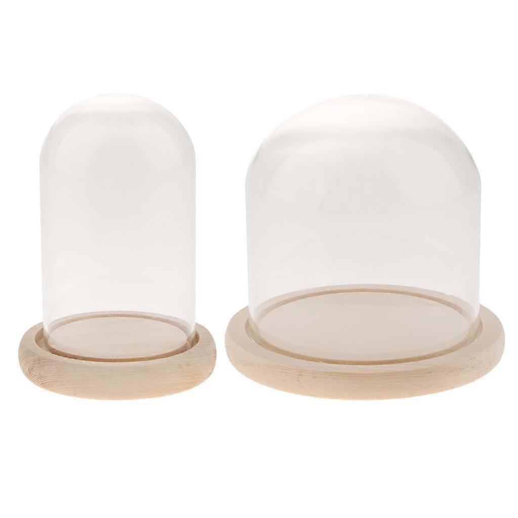 2 Pieces Cloche Domes Display Bell Jar Container Dome For Plants Food