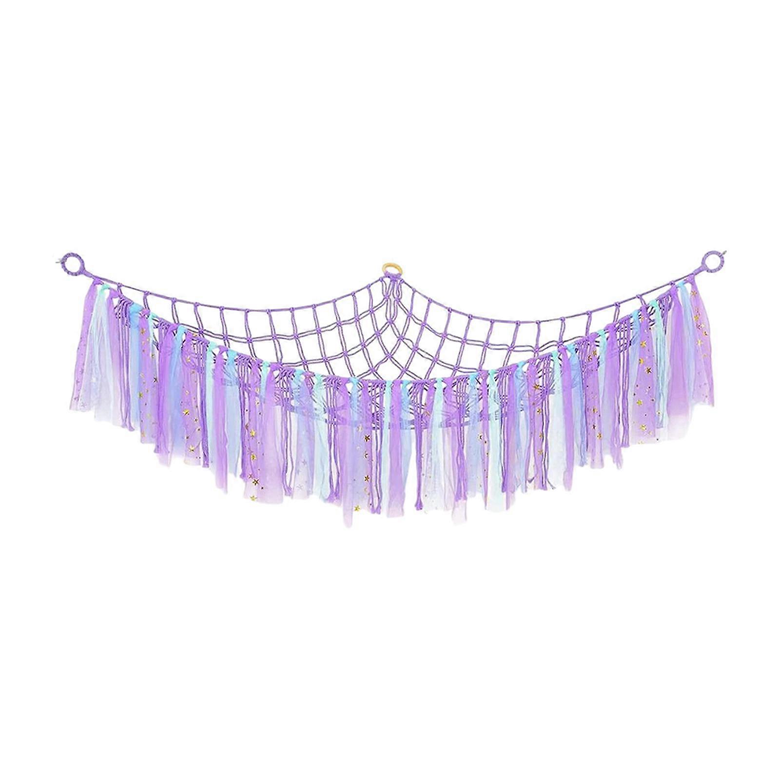 Stuffed Animal Corner Hammock Hanging Storage Net Handwoven for Basements