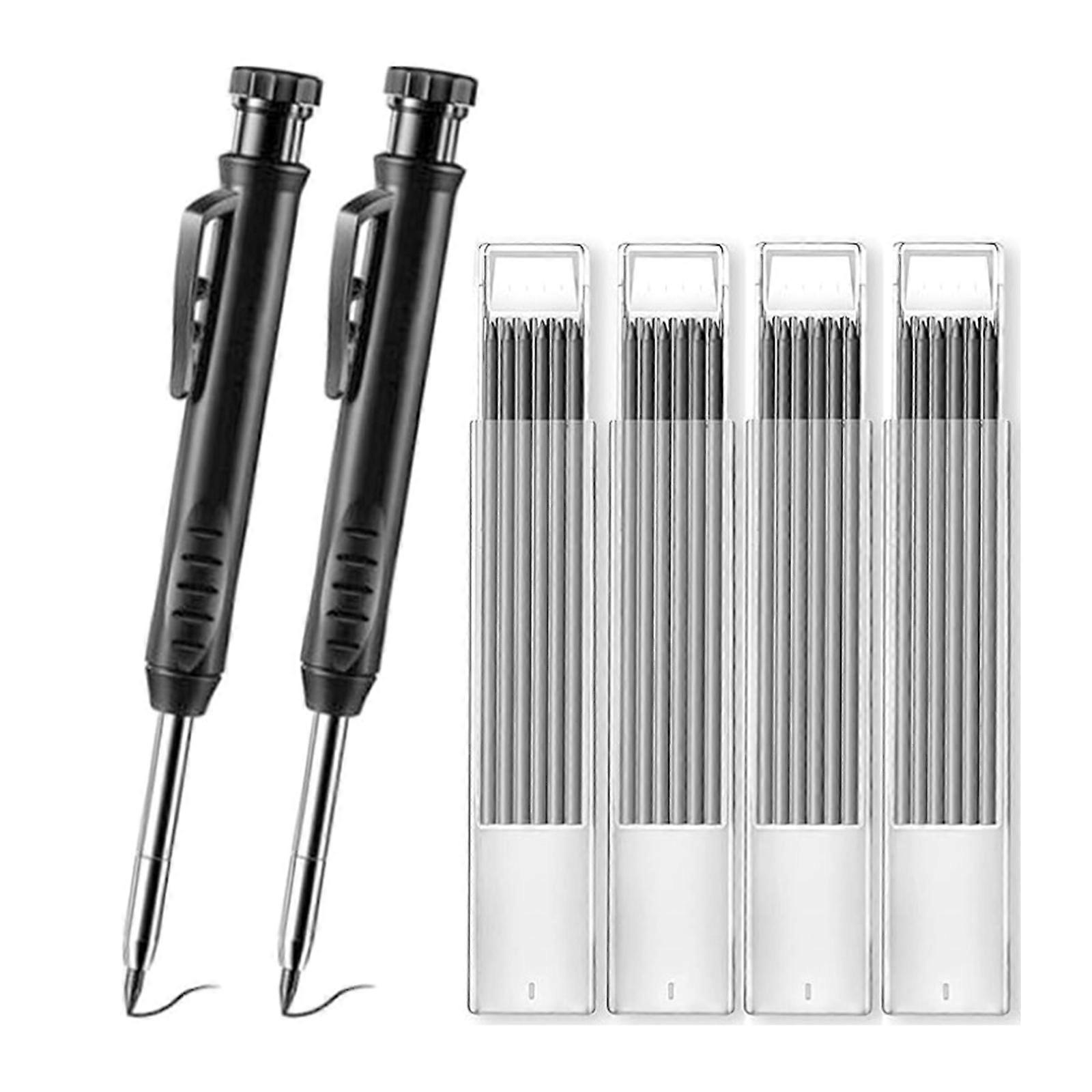 Carpenters Pencils Set Mechanical Pencil Marker Deep Hole Marker with Sharpener and Refills for Woodworking