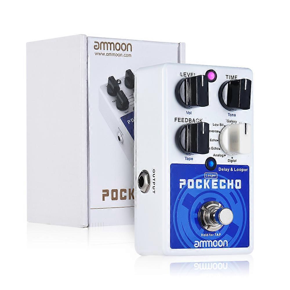 ammoon POCKECHO Delay & Looper Guitar Effect Pedal 8 Delay Effects Max. 300s Loop Time Tap Tempo Function True Bypass