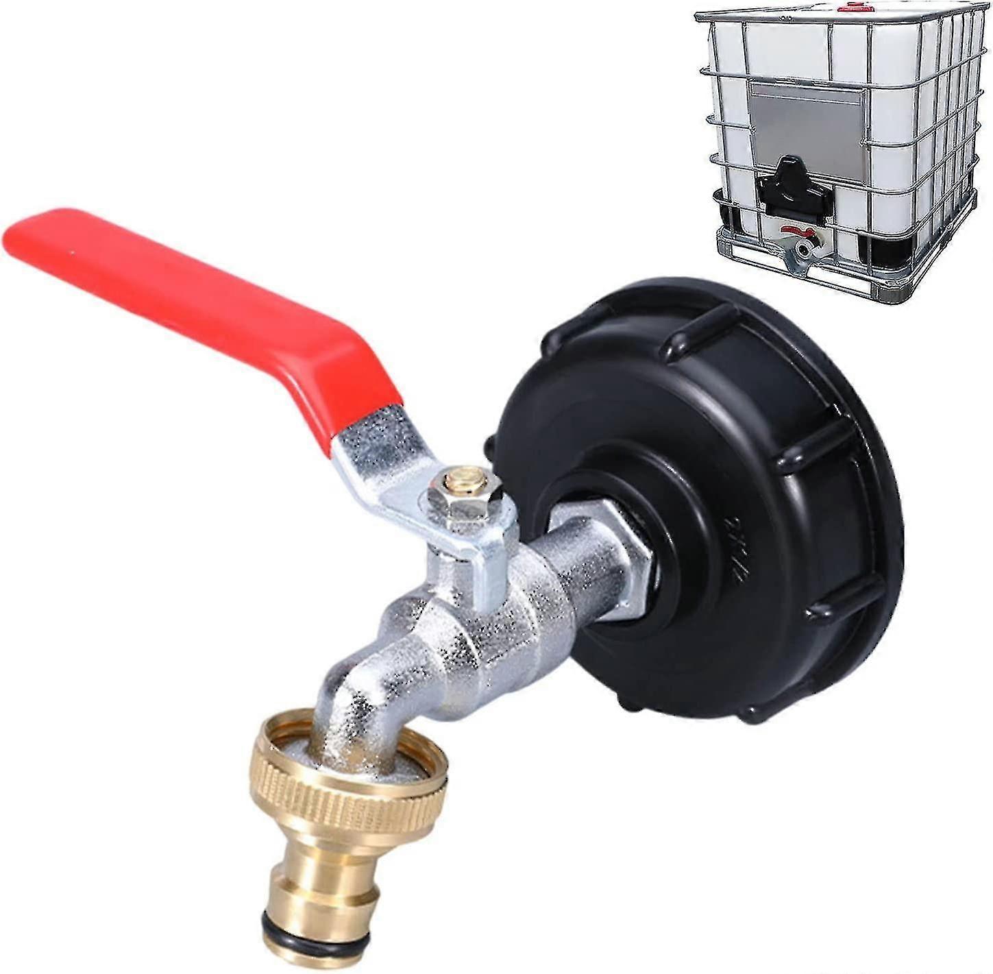 1000l Tank Faucet with Garden Hose Faucet Adapter, S60x6 Ibc Faucet Connector