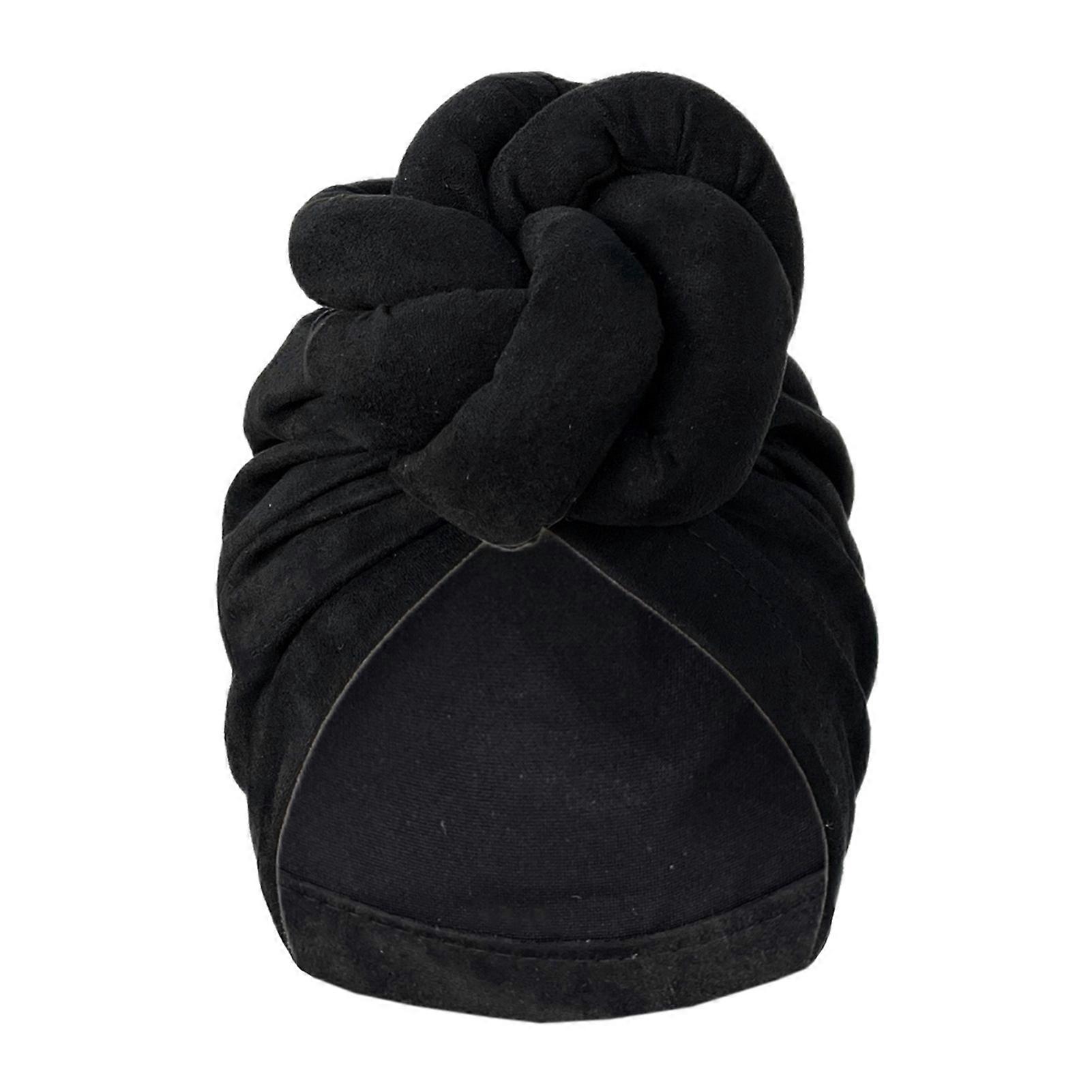 Women's Pre-Tied Turban Head Wrap Solid Color Soft Twisted Wrap Caps Turbans