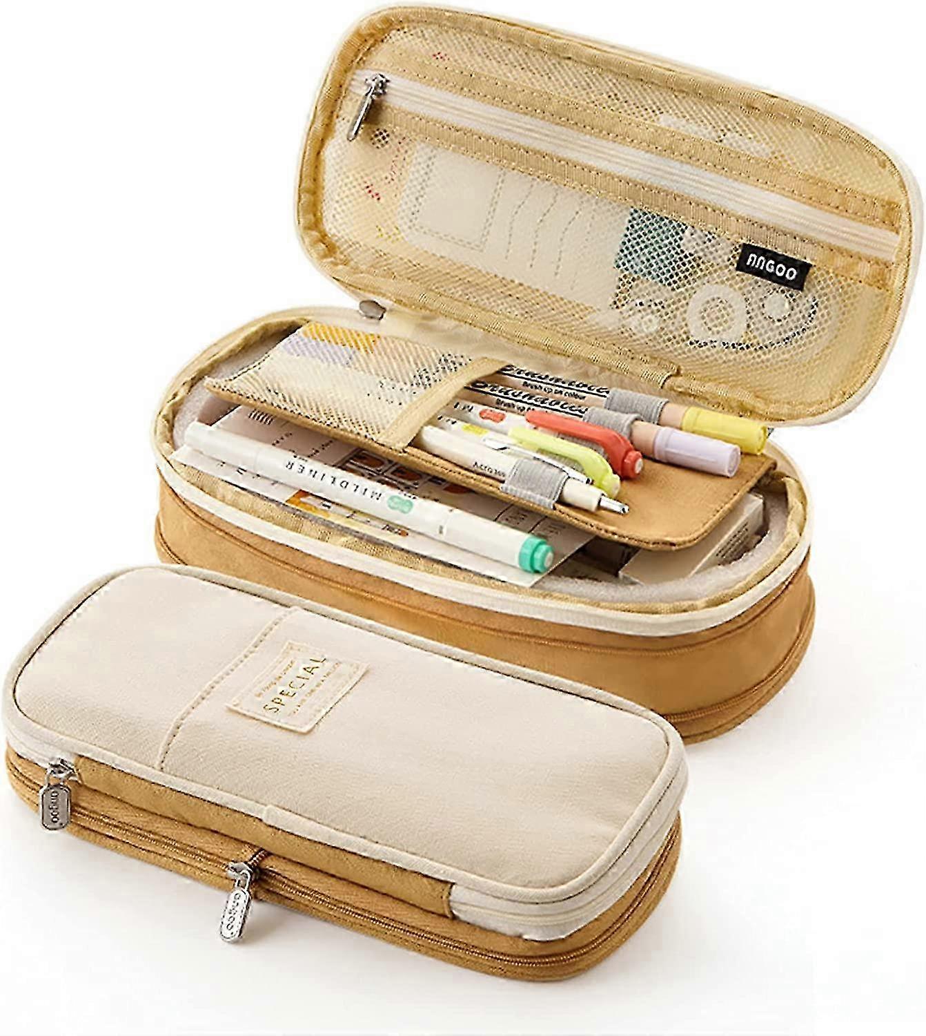 Large Capacity Pencil Case, Suitable for Various Brands, Khaki