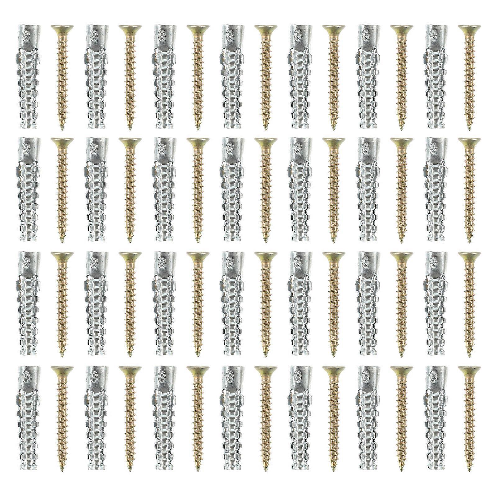 Heavy Duty Steel Wall Anchors 50 Sets Durable Hollow Screws for Drywall, Cavity and Plaster Walls Easy to Install for Picture Frames, TVs and
