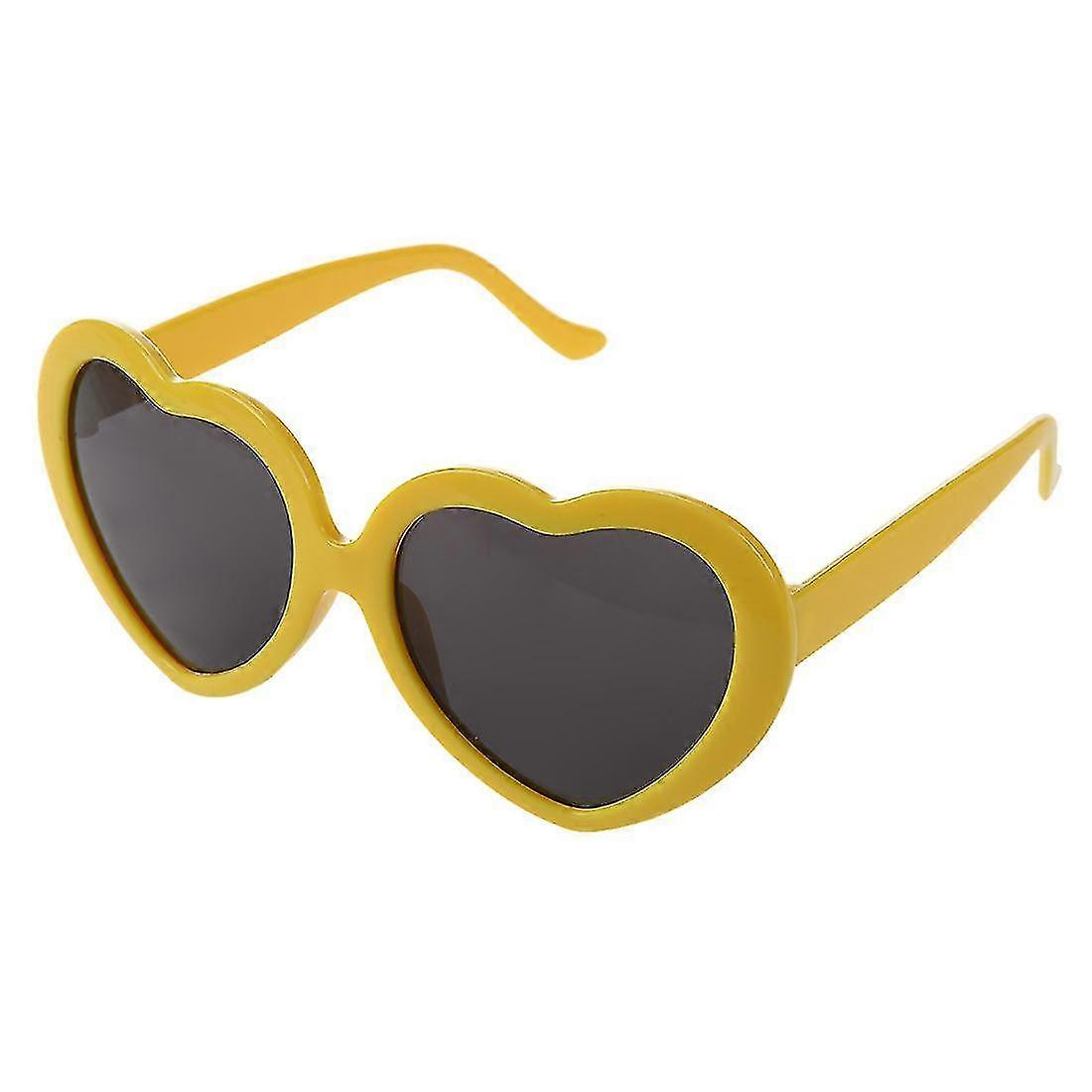 Funny Heart-Shaped Summer Sunglasses in Yellow