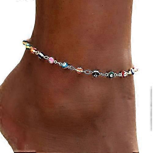 ボヘミアンカラフルトルコの目のアンクレット女性用蝶の花ジルコンシェル猫の足首のブレスレット夏のビーチフットレッグジュエリー2025