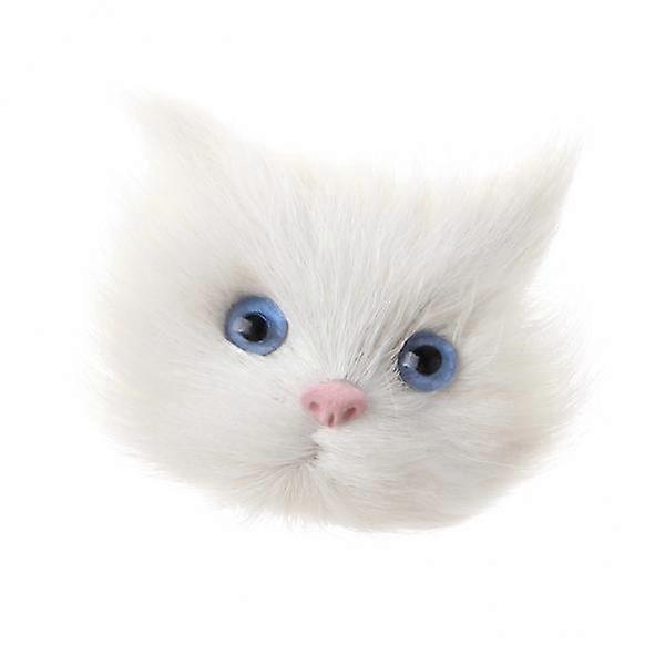 12X Simulation Cat Head Cute Animal Model Plastic White Cat Brooch DIY Accessory