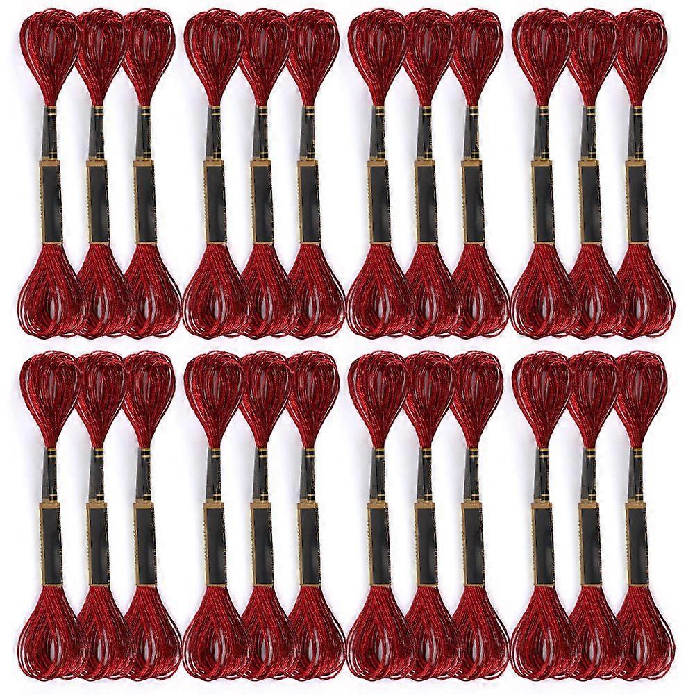 2025 Latest Model  24Pcs CrossStitch Thread Red Embroidery Glossy Braided