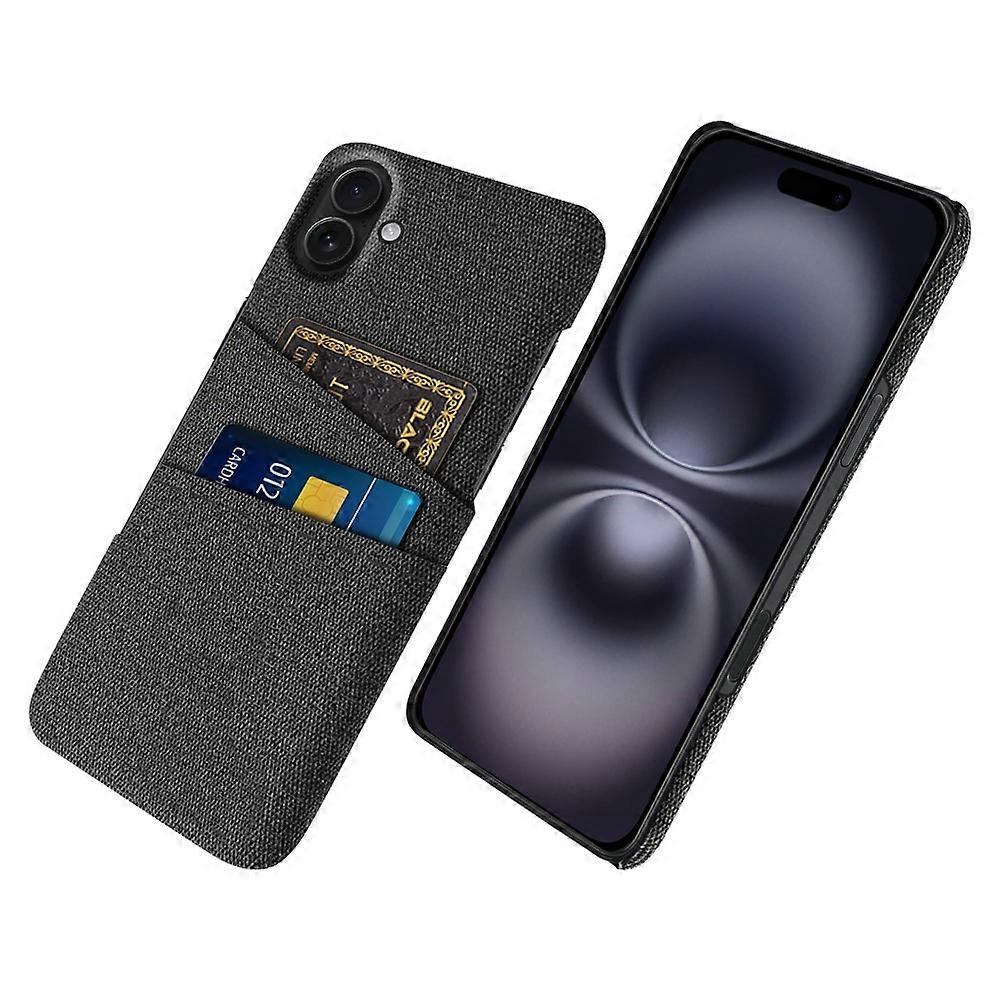 متوافق مع iPhone 17 جراب القماش + غطاء هاتف الكمبيوتر الصلب مع فتحات بطاقة مزدوجة