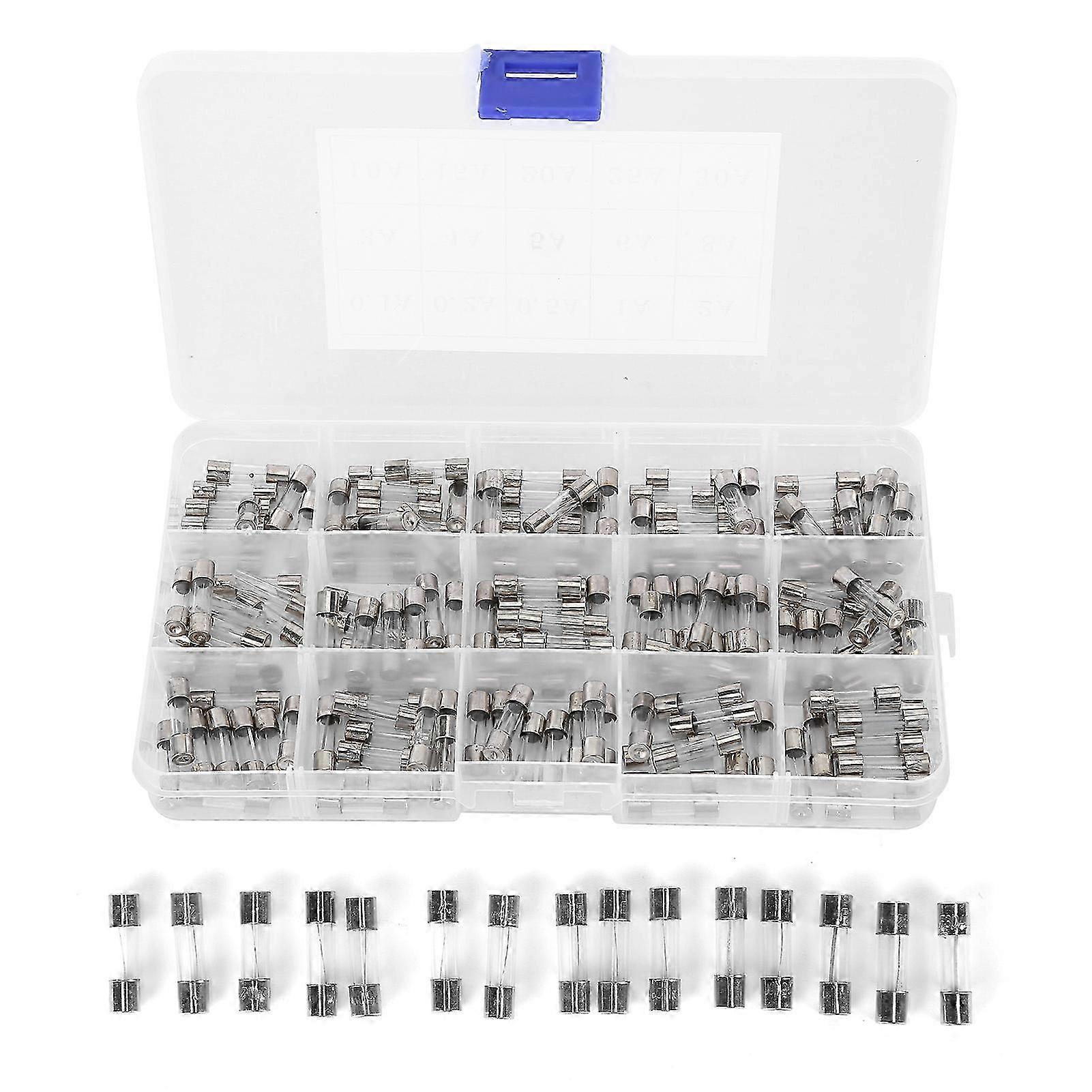 150Pcs Glass Fuse 5x20mm 0.1A‑30A Good Insulation Flame Retardancy Easy Carry Fuses Assortment Kit 250V Edition 0618