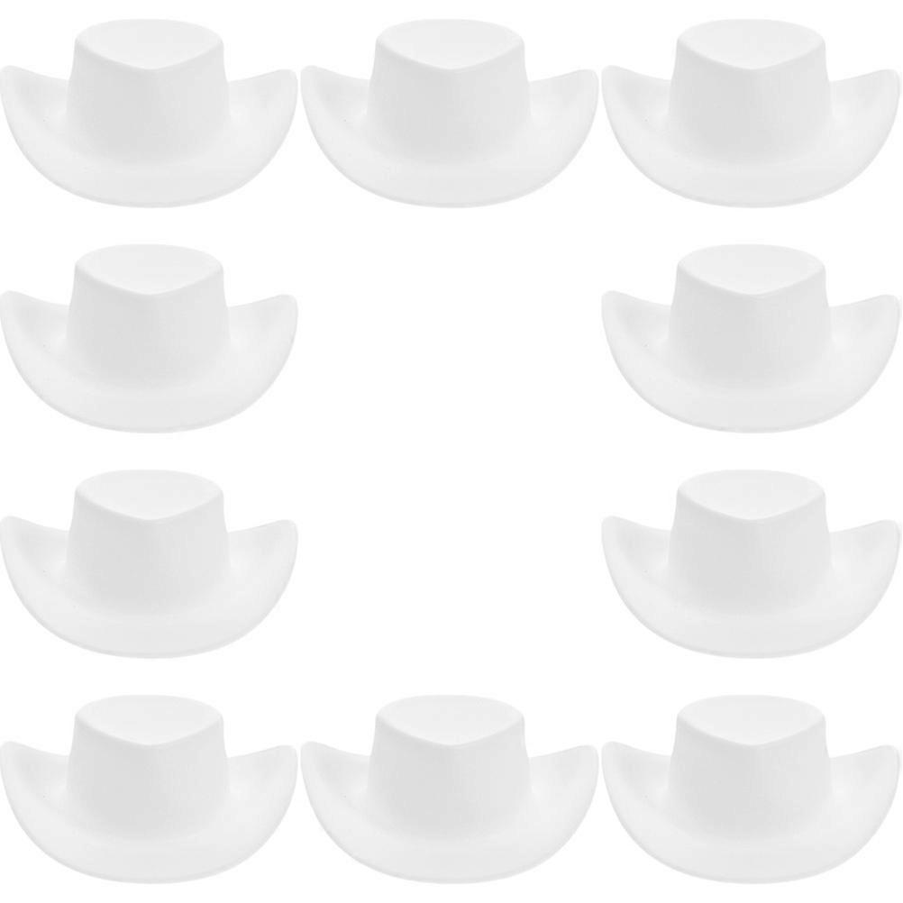 Cute Mini Western Hat Doll Accessory Lightweight Compact White Plastic 10Pcs