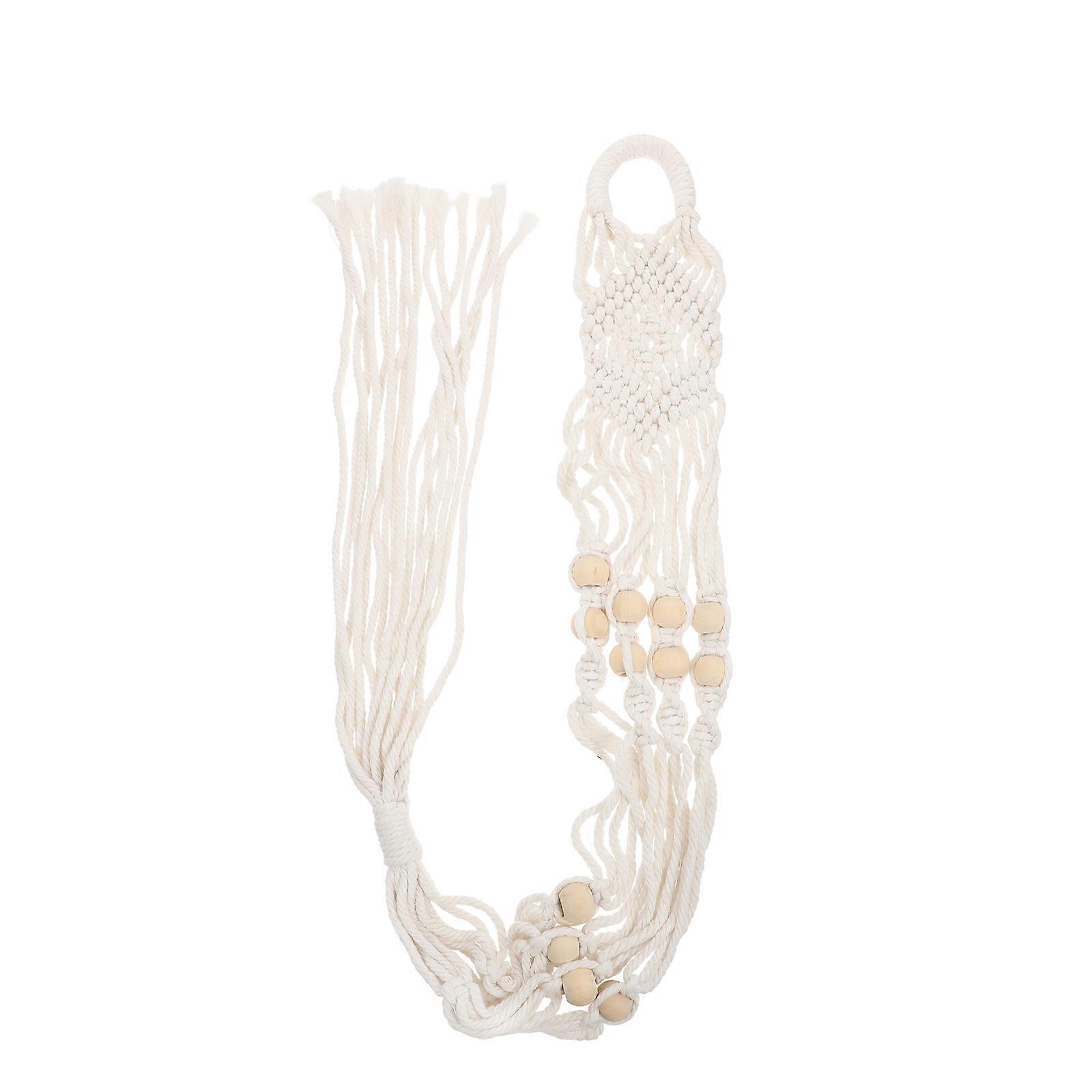 Hanging Wall Basket Practical Flowerpot Net Bag Home Decor Beige 1Pcs