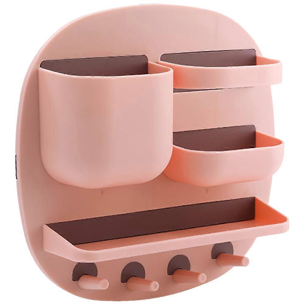 Bathroom Wall Storage Multi Function Storage Organizer Wall Floating Shelf Towel Hanging Bath Supplies Organization Pink 1Pack