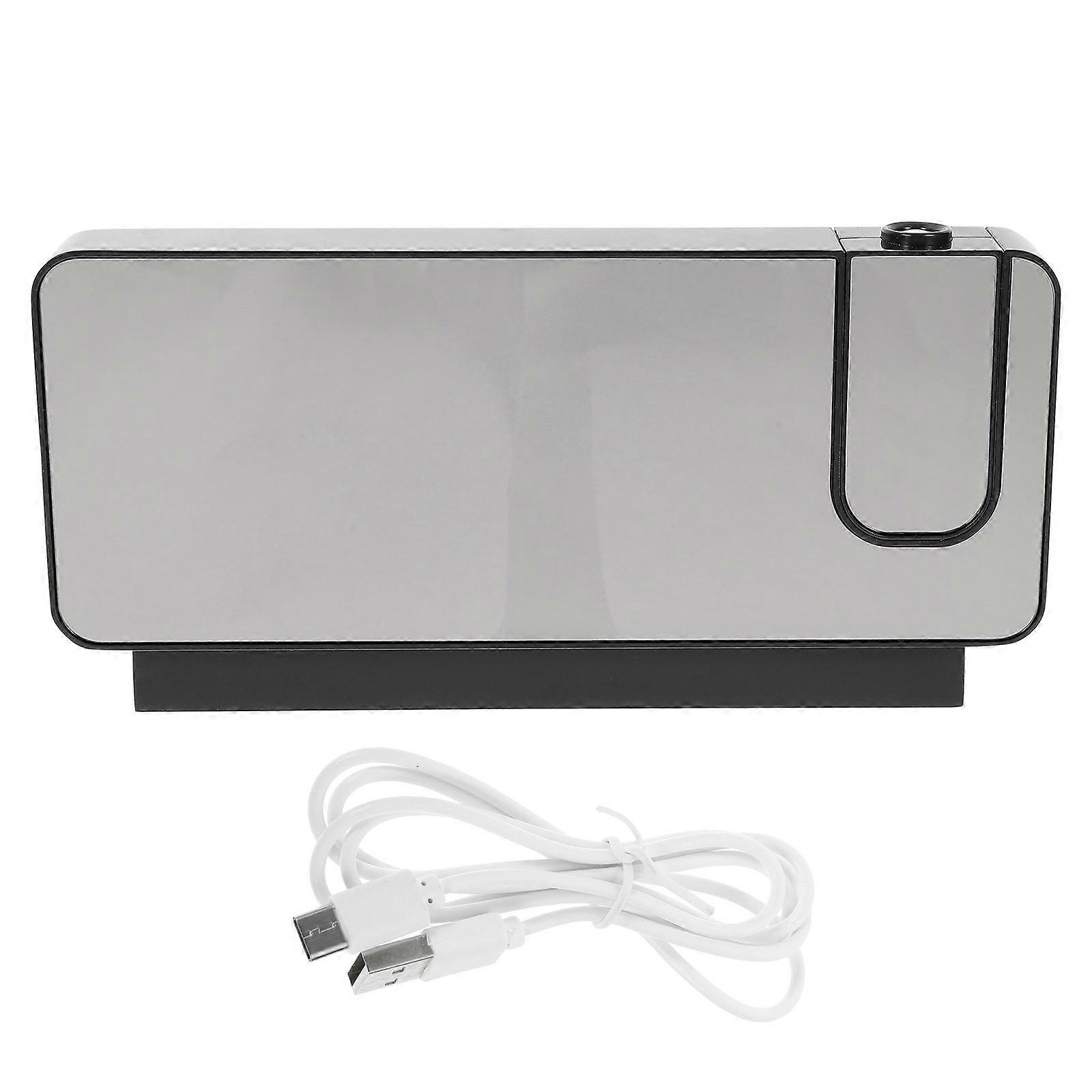 Alarm Clock Projection Clock For Bedroom Black Square Desktop Clock 18.5x9.3x4.3cm Usb Powered 1Set