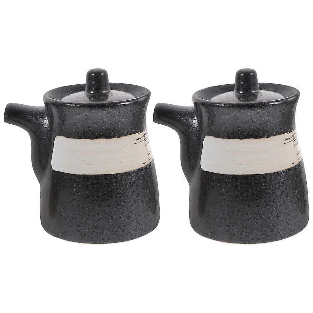2pcs Stylish Ceramic Soy Sauce Dispenser & Vinegar Bottle for Home or Restaurant Use – Smooth, Reusable Design Perfect for Sushi and Dipping Sauces
