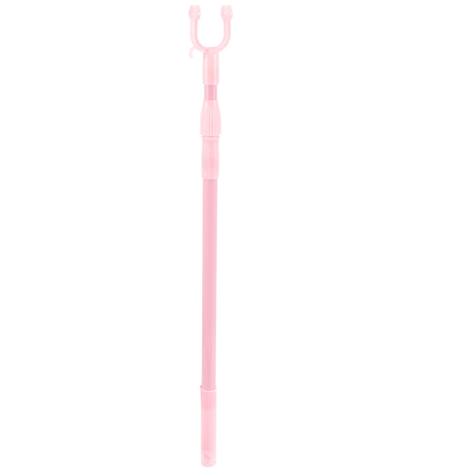 Clothing Reaching Hook Clothesline Stick Hanging Clothes Home Use 99x5.5cm Pink 1Pcs