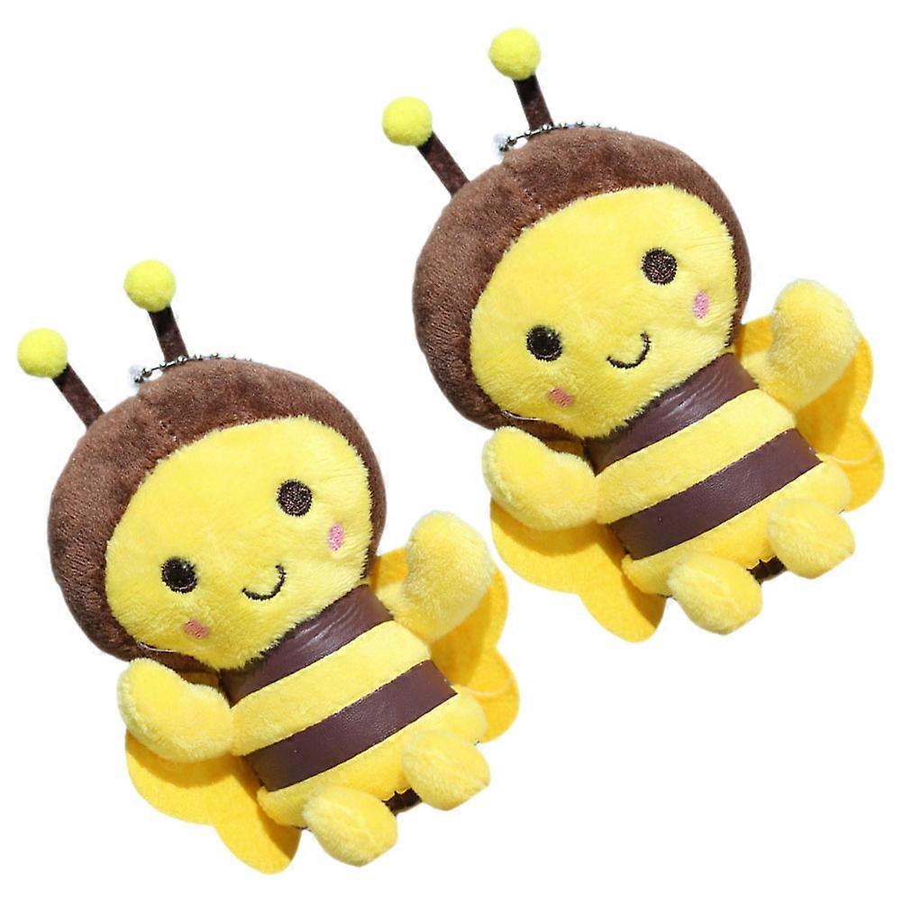 Key Chain Bee Plush Stuffed Animal For Birthday Party 4.3X3.1X2.0in Bag Charm 2Pcs
