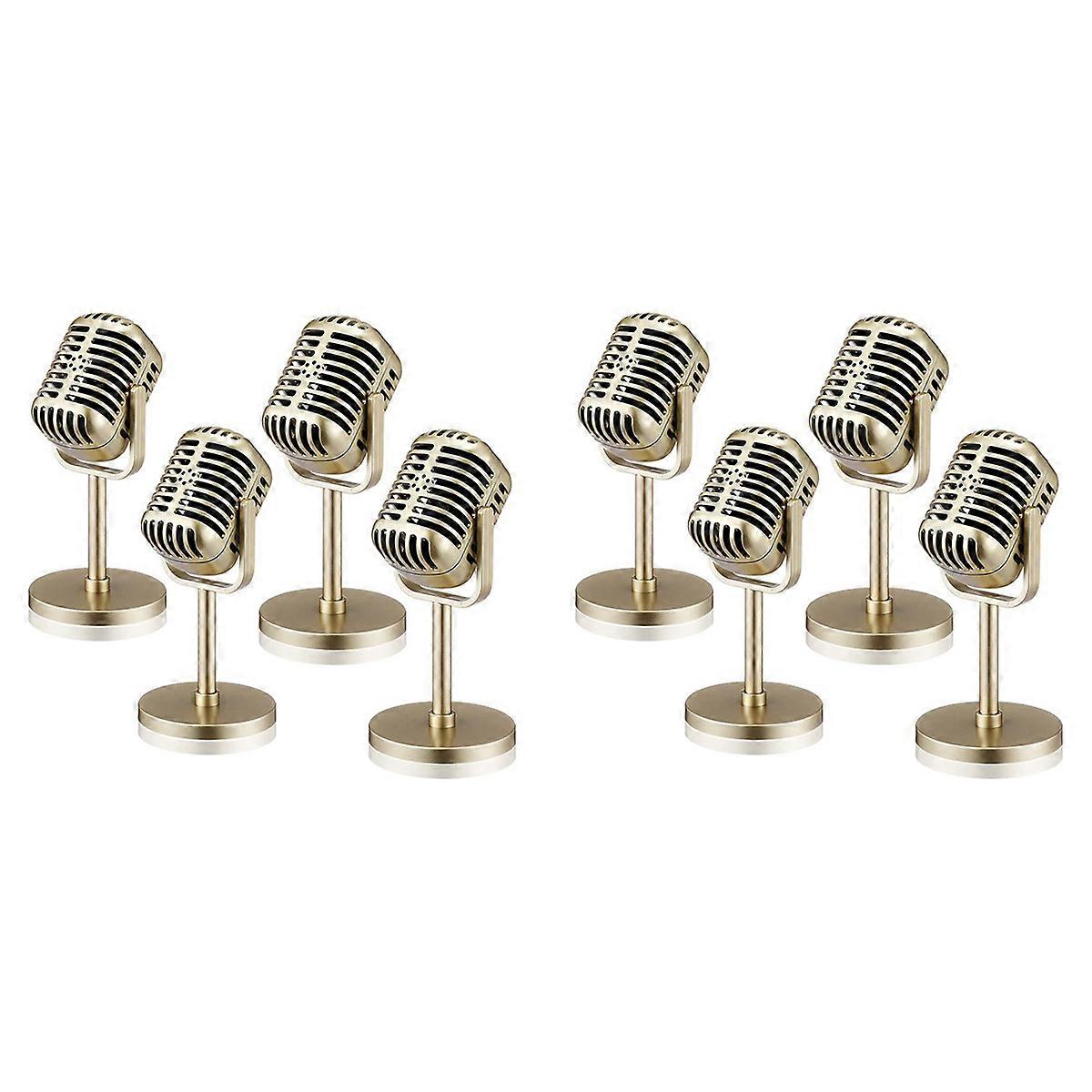 4Pcs Retro Microphone Props Model Vintage Microphone Antique,Gold