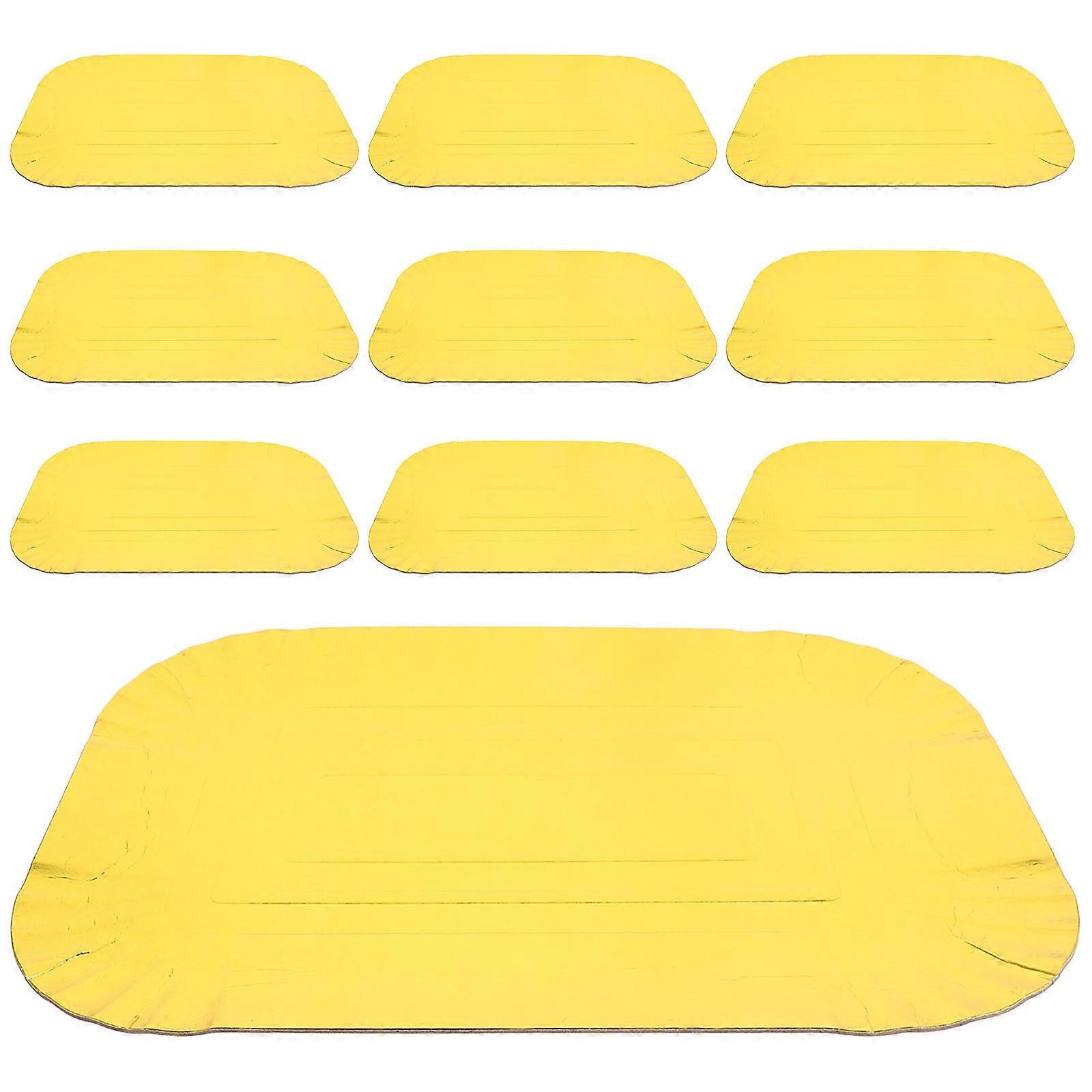 Tableware Dinner Sets Aluminium Foil Paper Plates Rectangular Shape Golden Color for Banquet Hotel 10Set