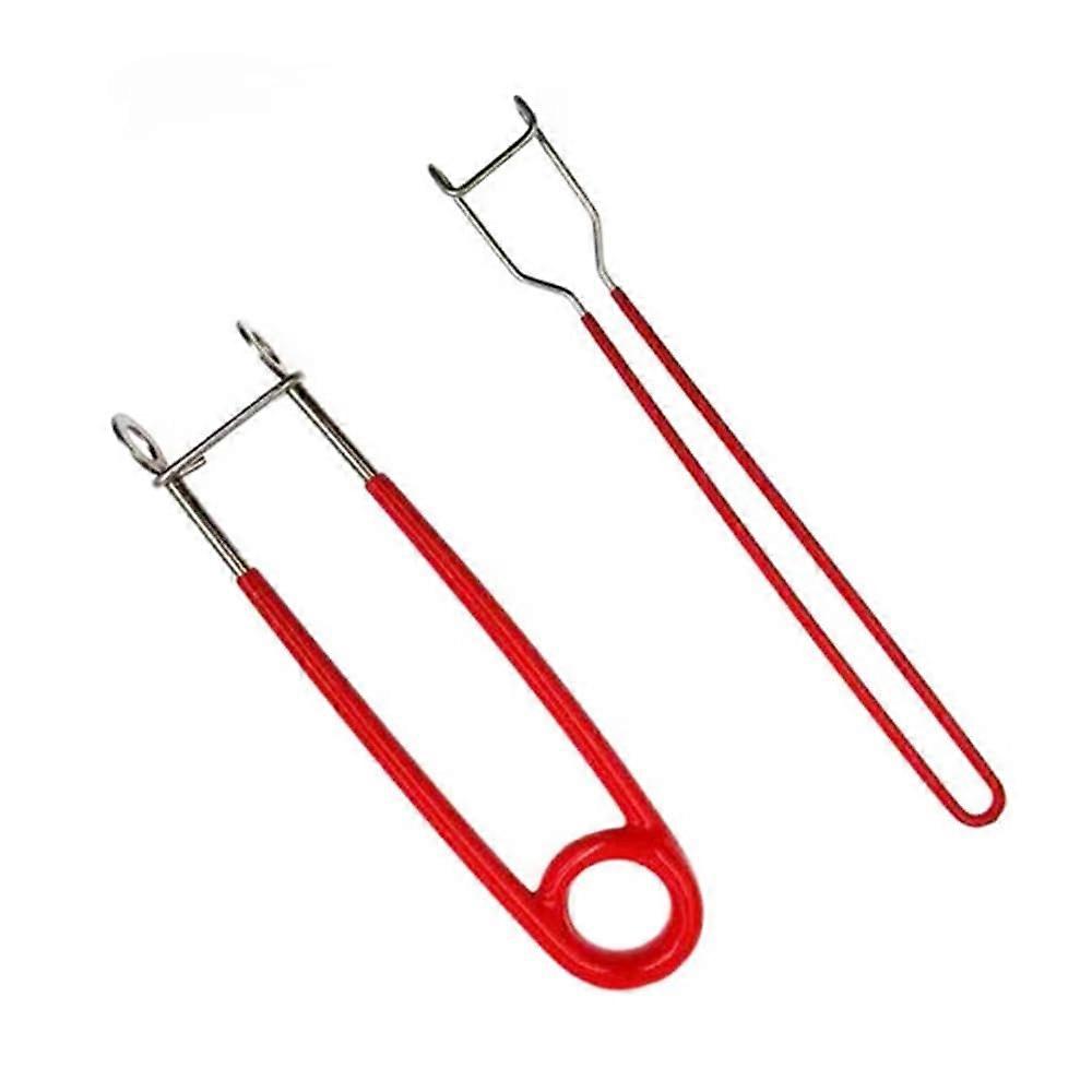 Stainless Steel Fish Mouth Spreader Tool Set with Bait Remover Clip, 2 Pack Fishing Throat Lock Accessories, Red