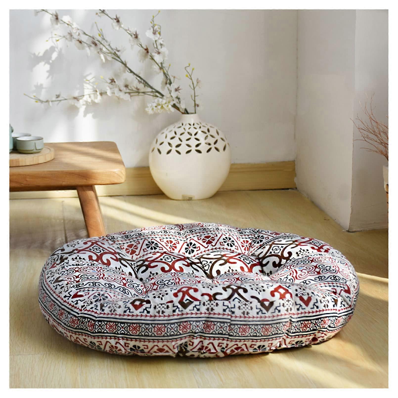Yoga Decor Floor Cushion - Large Round Meditation Pad with Removable Washable Cover for Living Room - Bohemian Style фитnes