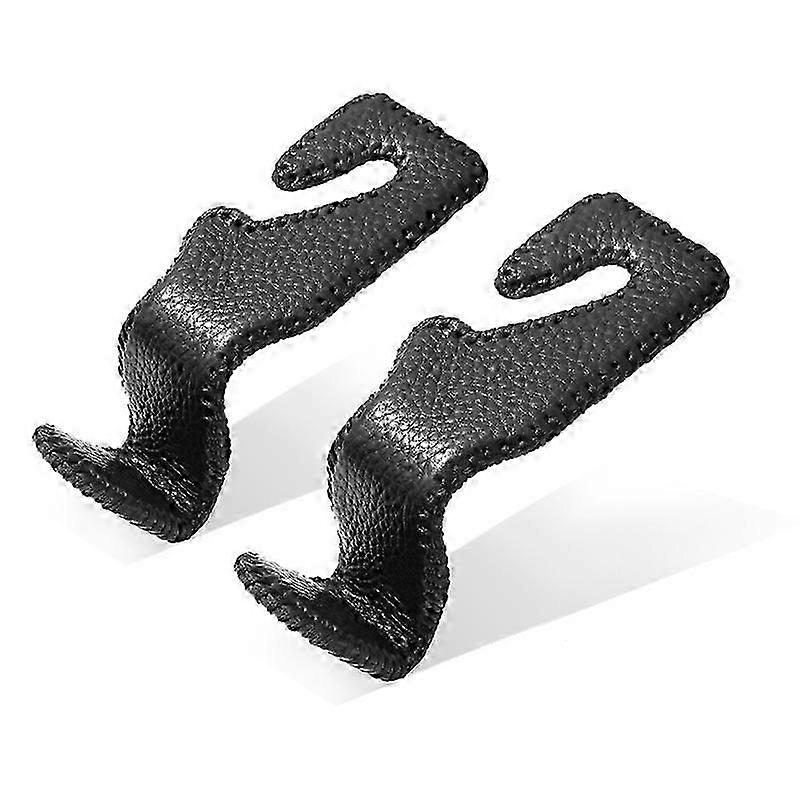 2 Car Hook Rear Seat Headrest Hook Leather Hanger Storageblack