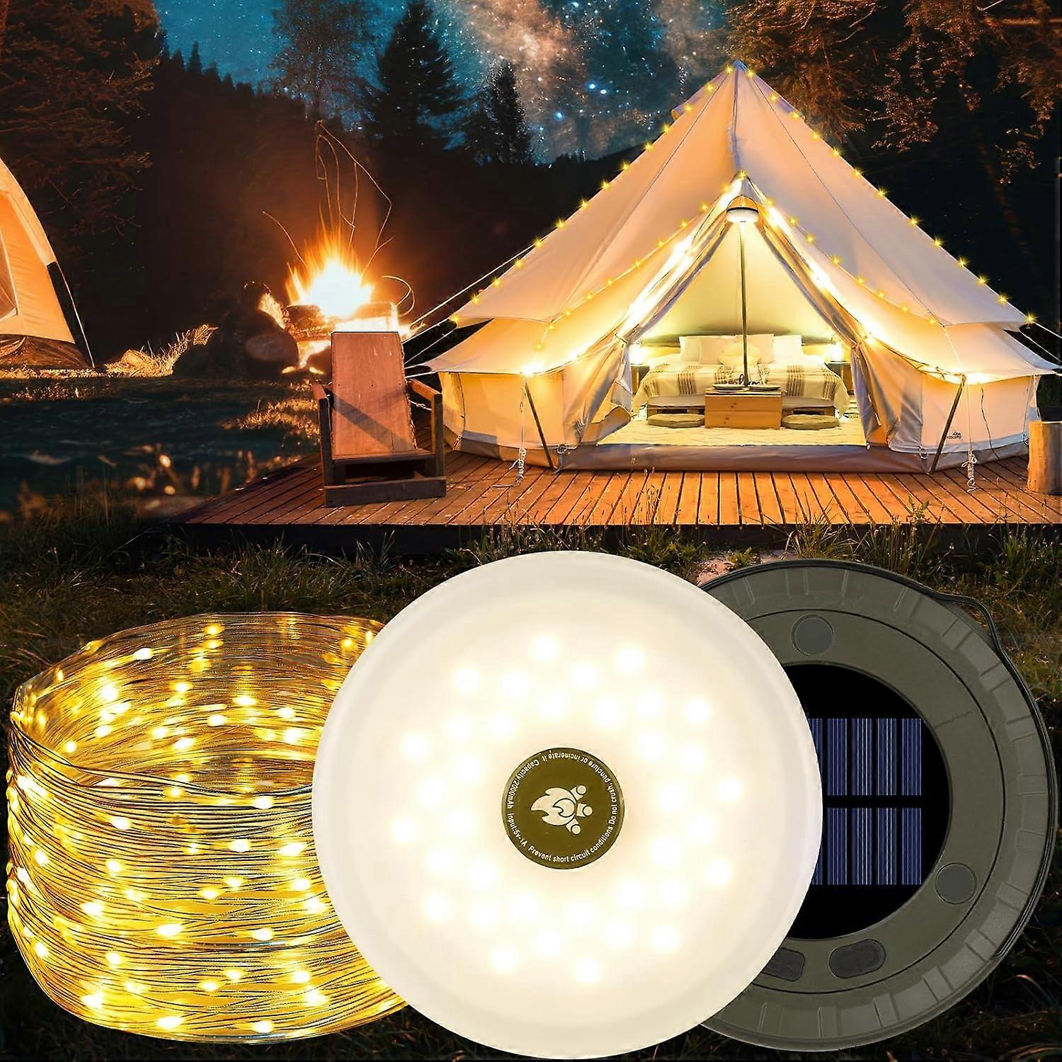 2-in-1 Rechargeable String Lights - 10M Waterproof with 5 Modes | Fast Charging for Camping, Festivals (White)