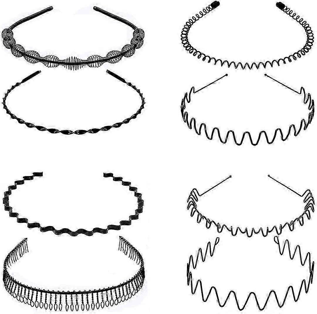 8 قطع Acsergery معدن طوق الشعر ، عقال معدني مرن أسود غير قابل للانزلاق ، للجنسين G