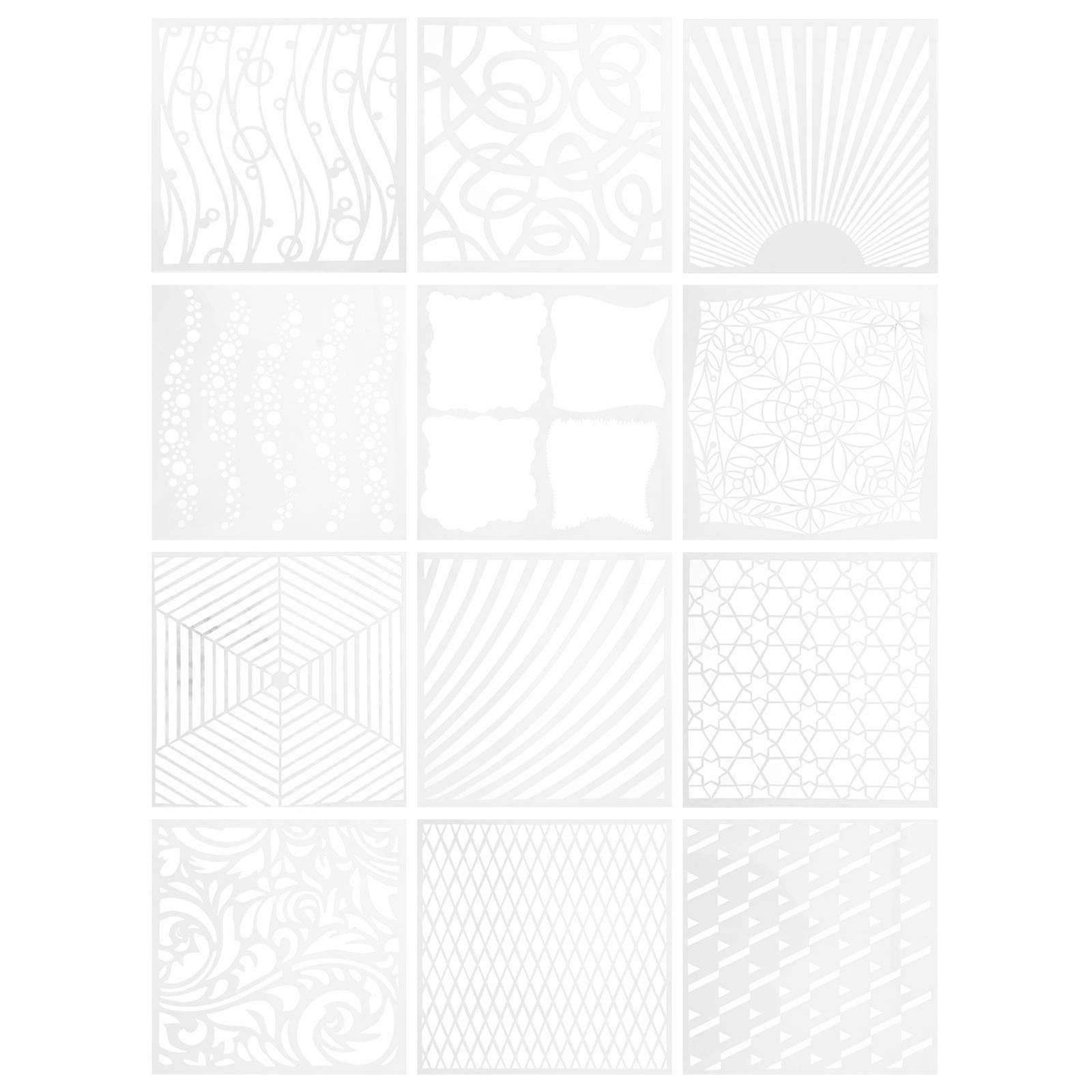 Wall Painting Templates Stencils For Drawing 12Pcs Square Hollow Material For Craft Enthusiasts