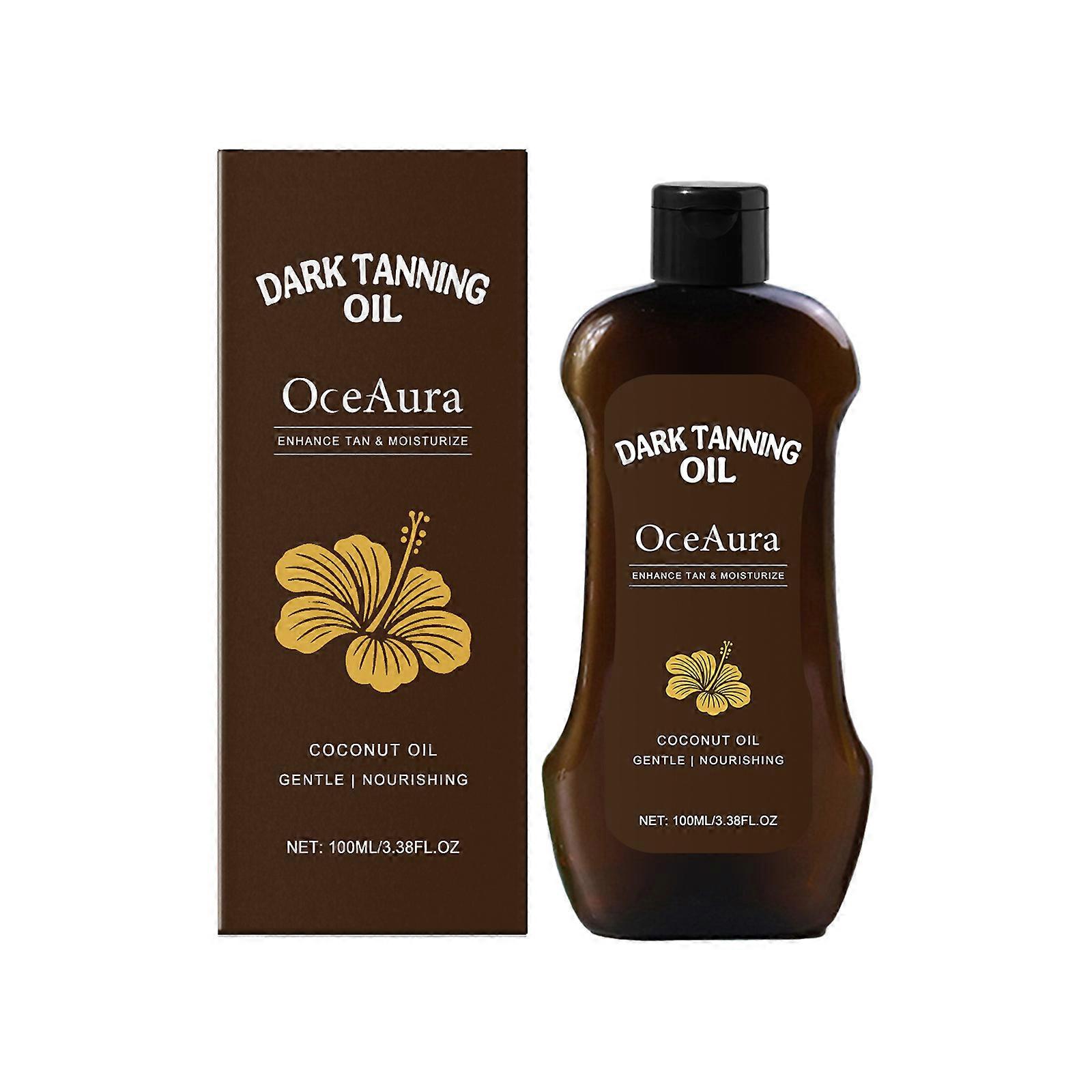 Huile de bronzage foncée à la noix de coco et à la vitamine E - Formule à action rapide, non grasse pour une utilisation intérieure/extérieure, hydratante et nourrissante