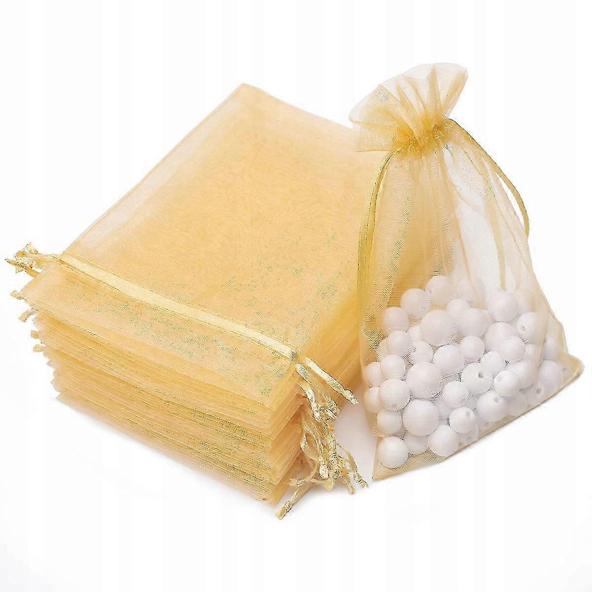 100 db arany organza zacskó 10x15 esküvői ajándékokhoz és ajándékokhoz