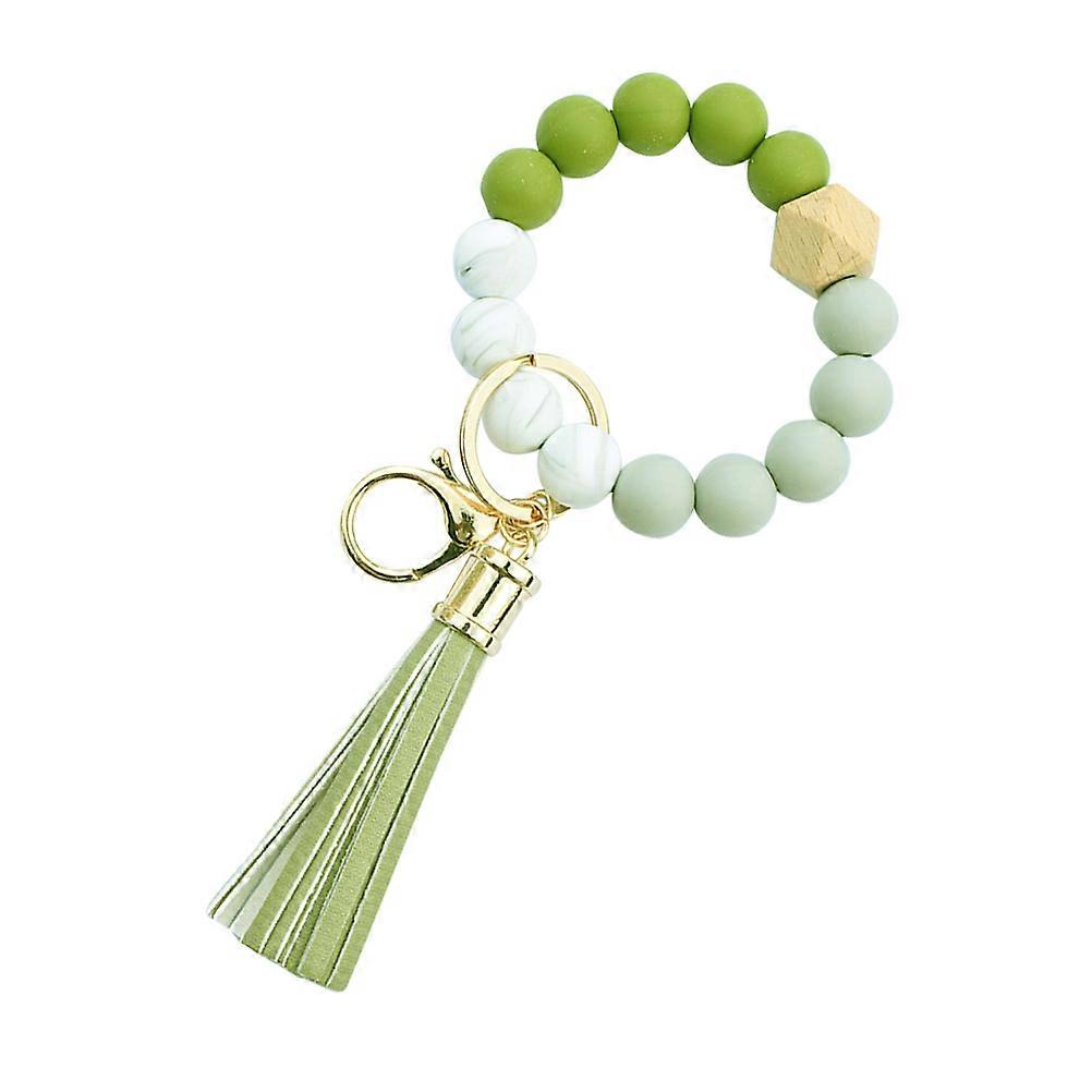 Silicone Beads Bracelet Key Chains Tassel Pendant Key Decor Round Beads For Housewarming 1Pack