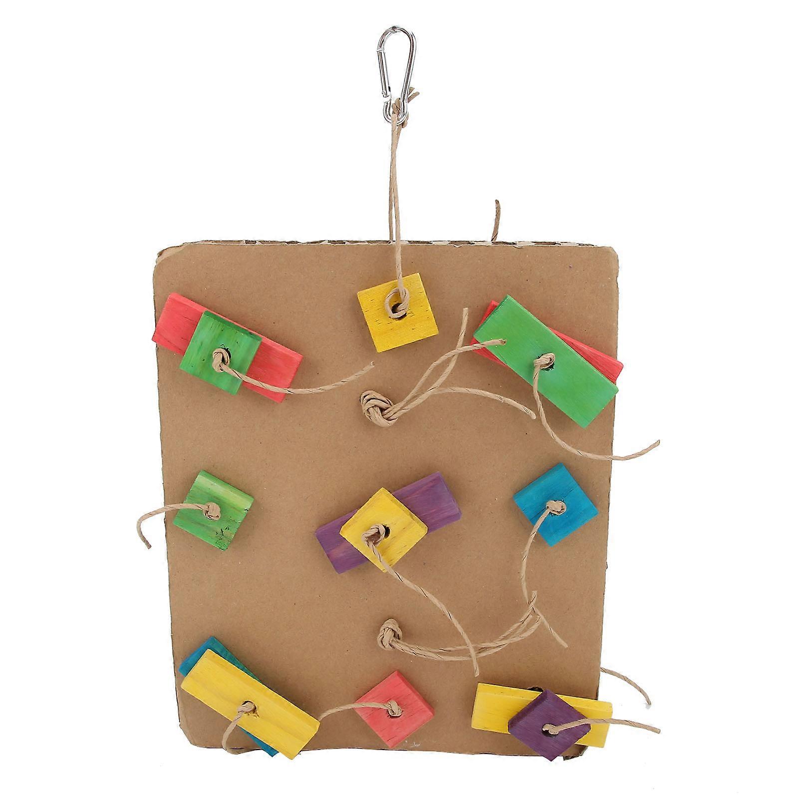 Parrot Chewing Toy Hanging Parrot Cardboard Gnawing Toy with Colorful Wooden BlocksL