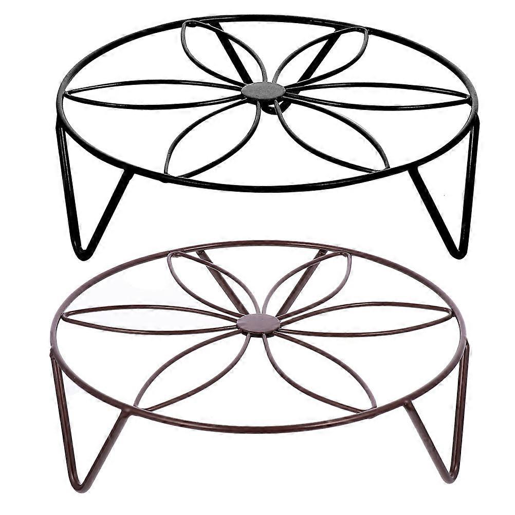 Flowerpot Stands Iron Art Plant Shelf Hollow Style Square For Gardeners 2Pack