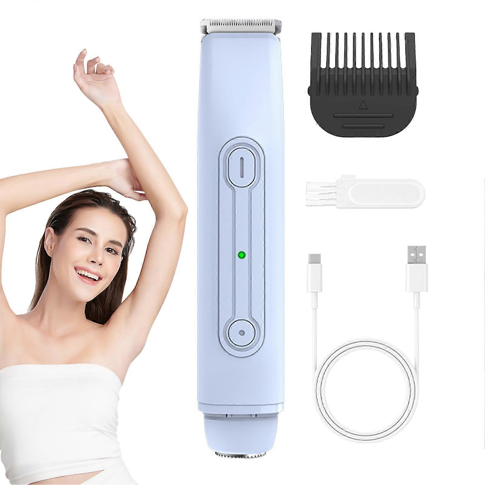 Bikini Razor Waterproof Portable Rechargeable Body Razor For Intimate Area Legs Armpits Blue