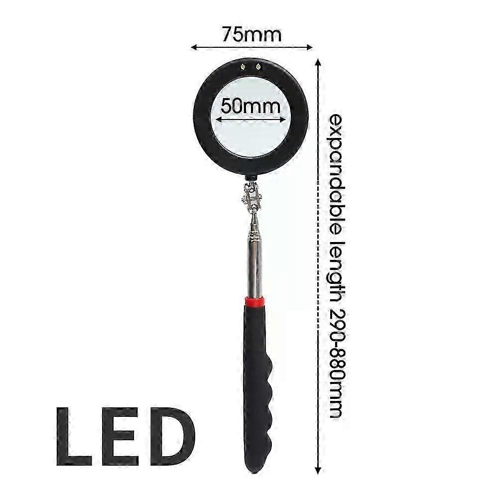 Telescoping Inspection Mirror with LED Light for Mechanics - Extendable Repair Tool
