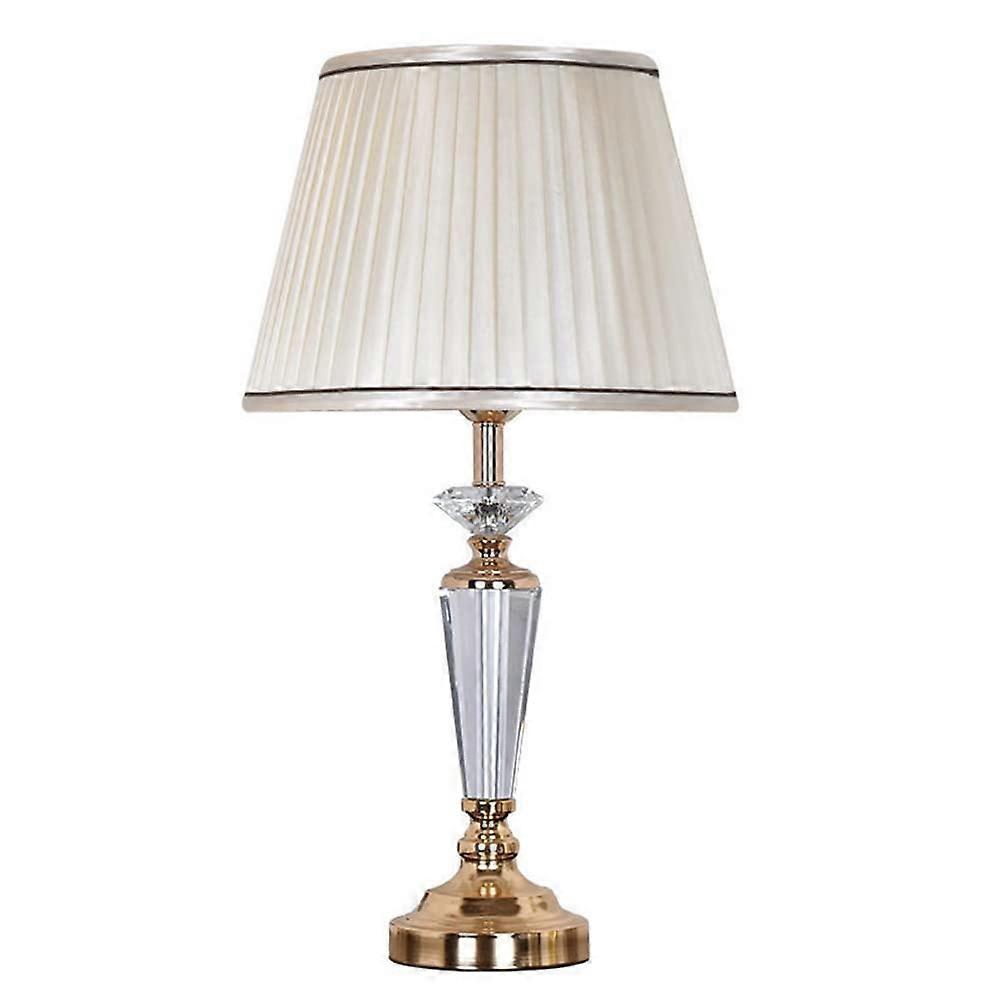 Modern Style Crystal Table Lamp, E27 Table Lamp, Bedside Lamp, Decorative Desk Lamp, Table Lamp with Fabric Lampshade, for Bedroom or Hotel